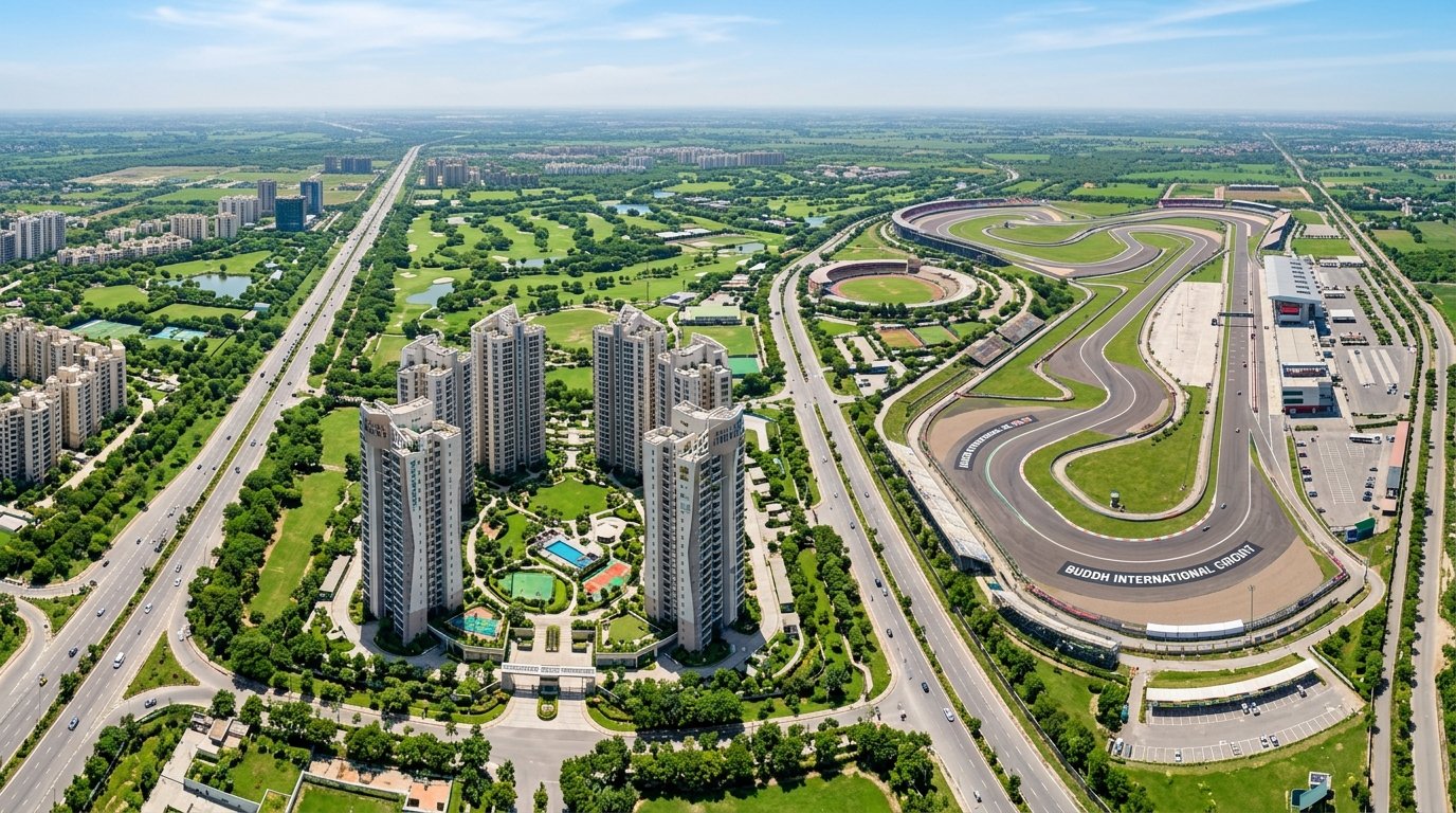 Aerial View Buddh International Circuit Yamuna Expressway